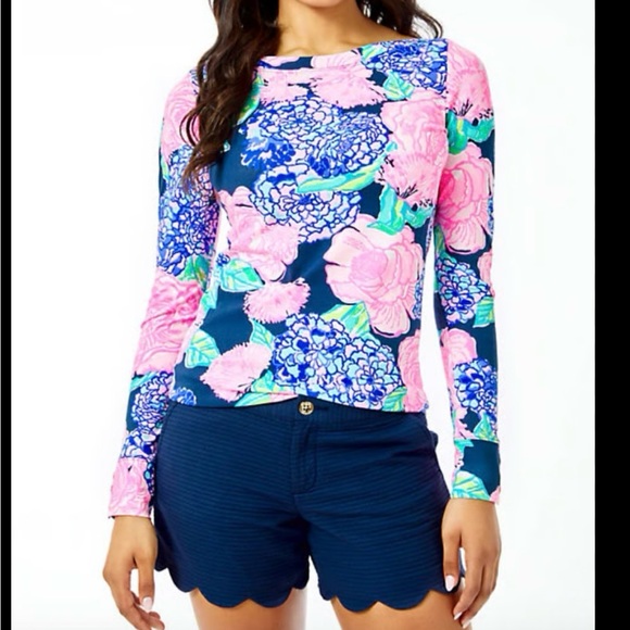Lily Pulitzer Aleah High Tide Navy Pink Tee Medium.  B112 - Picture 2 of 10